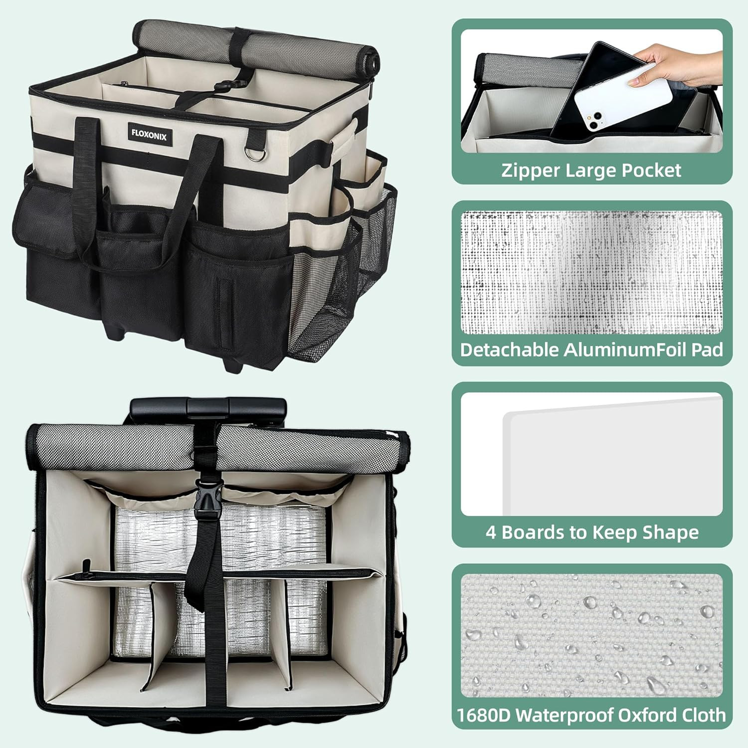 Large Rolling Cleaning Caddy Bag with Wheels, with Detachable Trolley, Cleaning