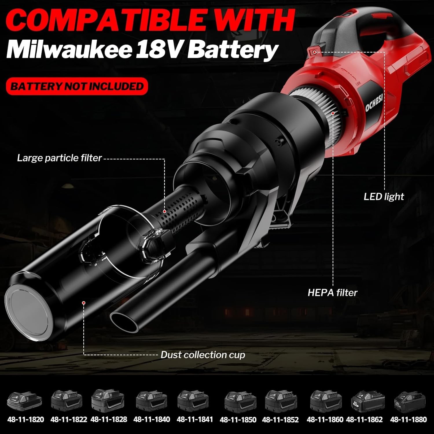 Cordless Vacuum for Milwaukee M18 Battery, 5 in 1 Handheld Electric Vacuum Cl…