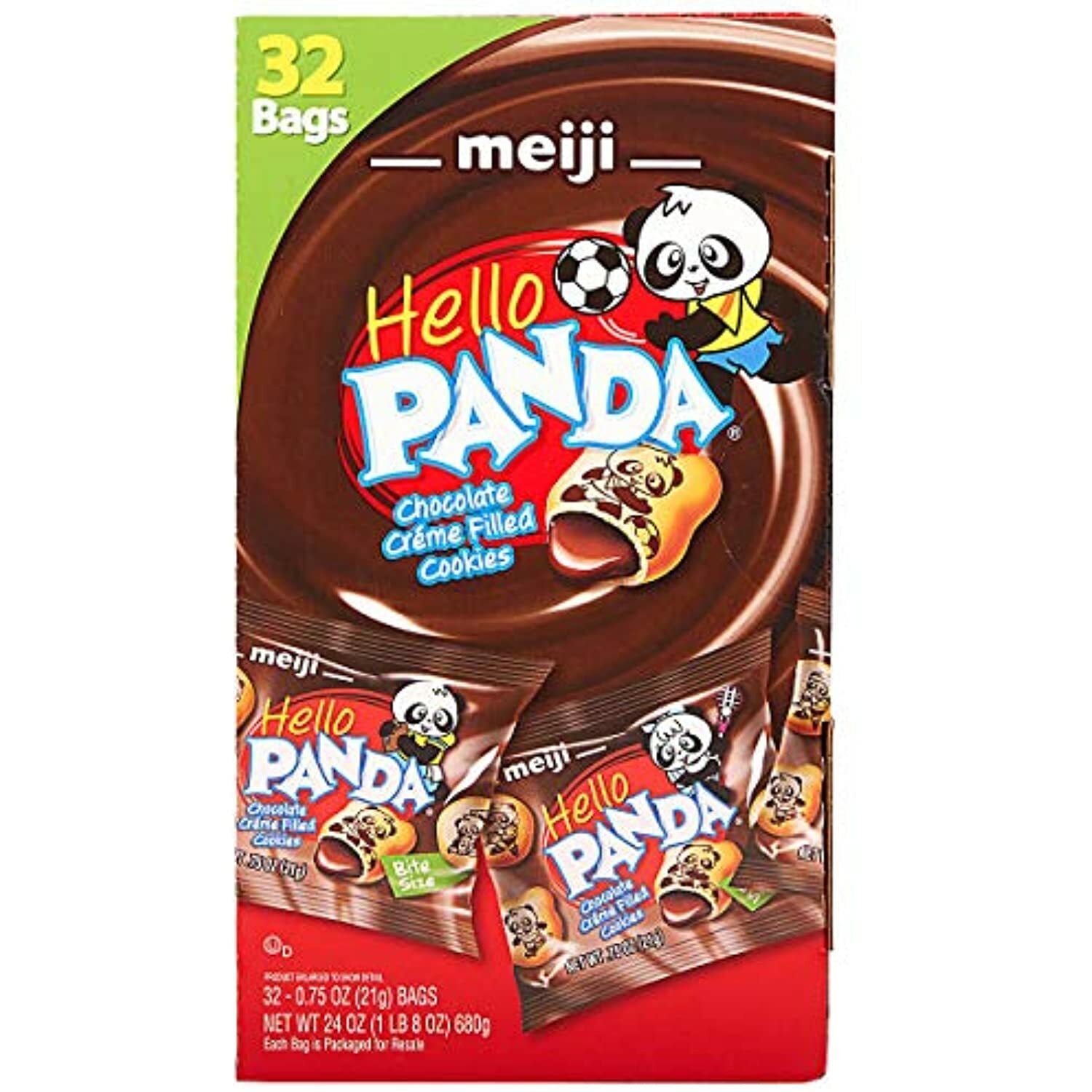 Meiji Hello Panda Chocolate Creme Filled Cookie 32-0.75oz(21g)bags