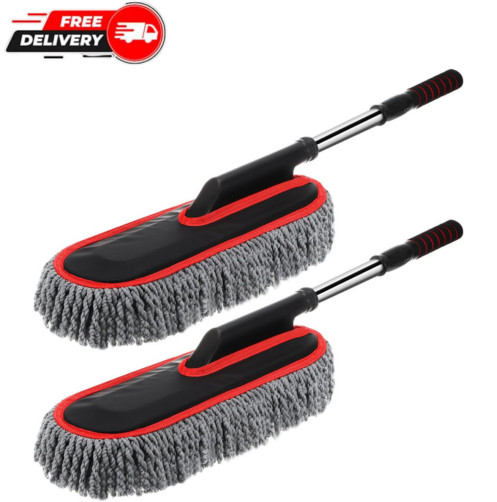 Car Duster Microfiber 2 Pack Extendable Handle Scratch Free Dust Brush Kit