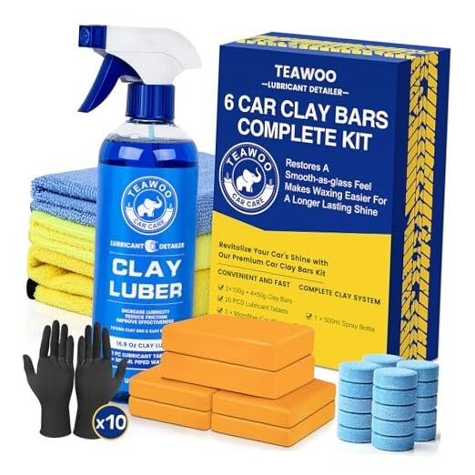 TEAWOO Clay Bars Kit, 6 Clay Bars & 20 PCS Lubricant Tablets, Complete 6 count