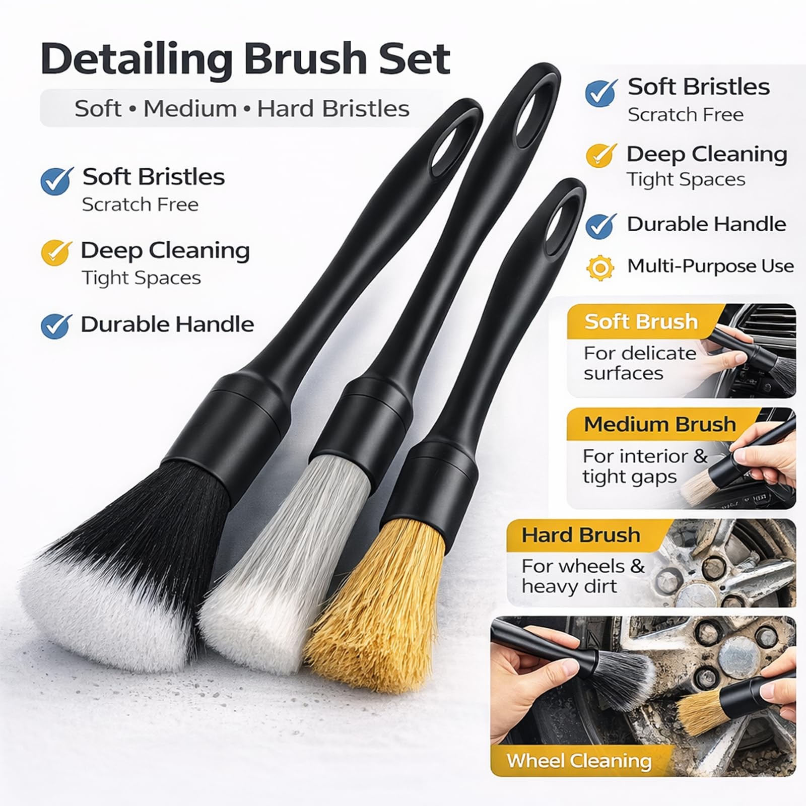 26Piece Car Detailing Kit with Brushes, Drill Brushes, and Cleaning Tools