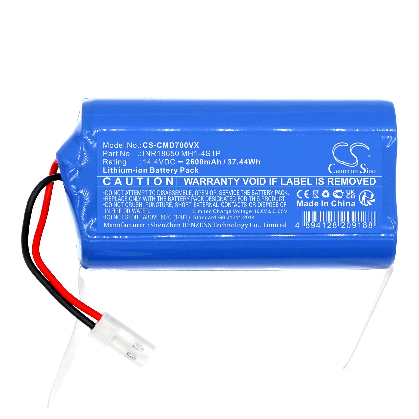 BATTERIE 2600Mah INR18650 MH1-4S1P For Infinuvo Cleanmate LDS700, Salente L5