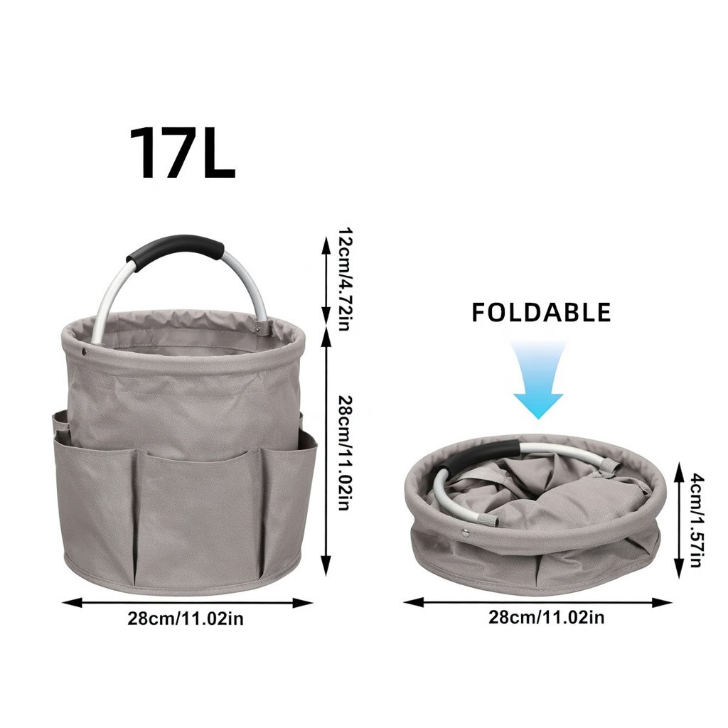 Cleaning Caddy Organizer Bag with Handle Waterproof Oxford Cloth Storage Gray