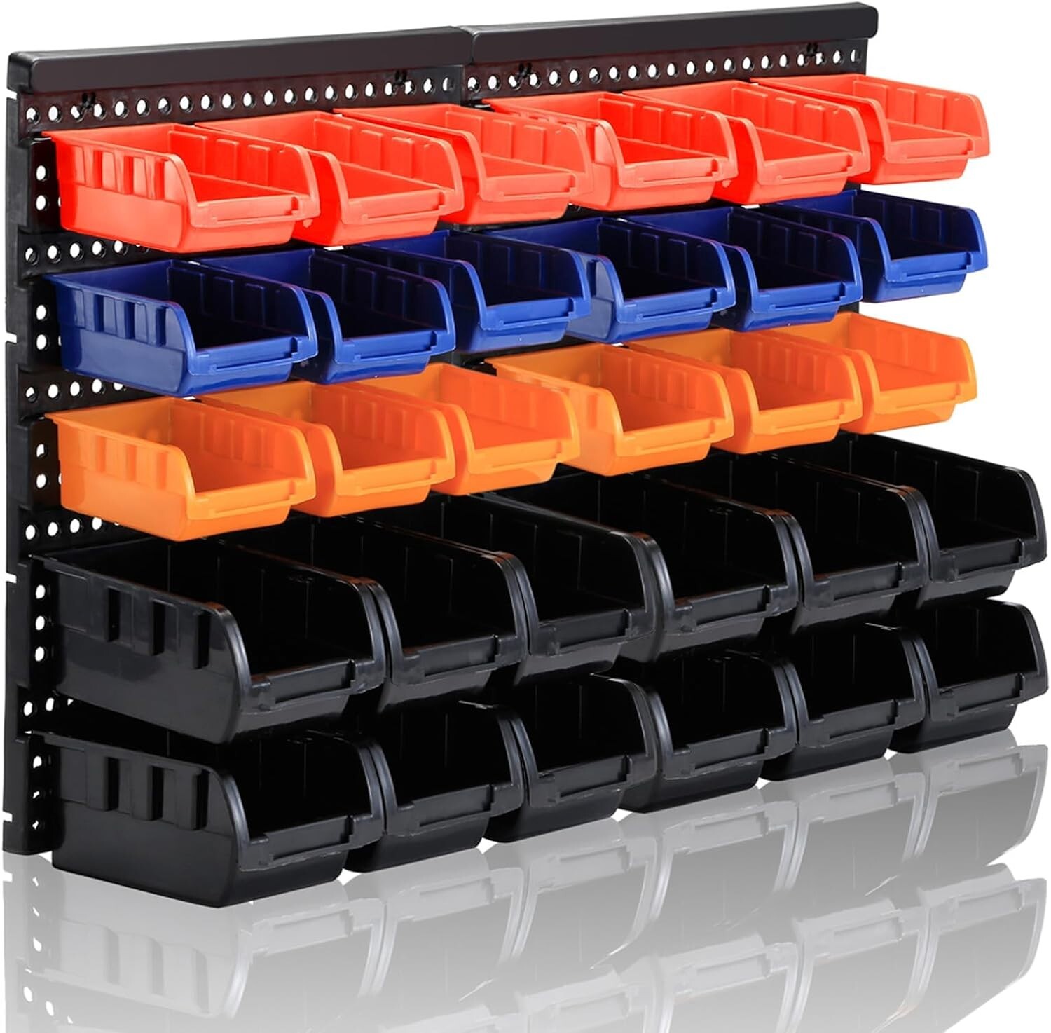 Wall Mounted Storage Bins Parts Rack 4 Colors 30PCS Bin Organizer Garage Plastic
