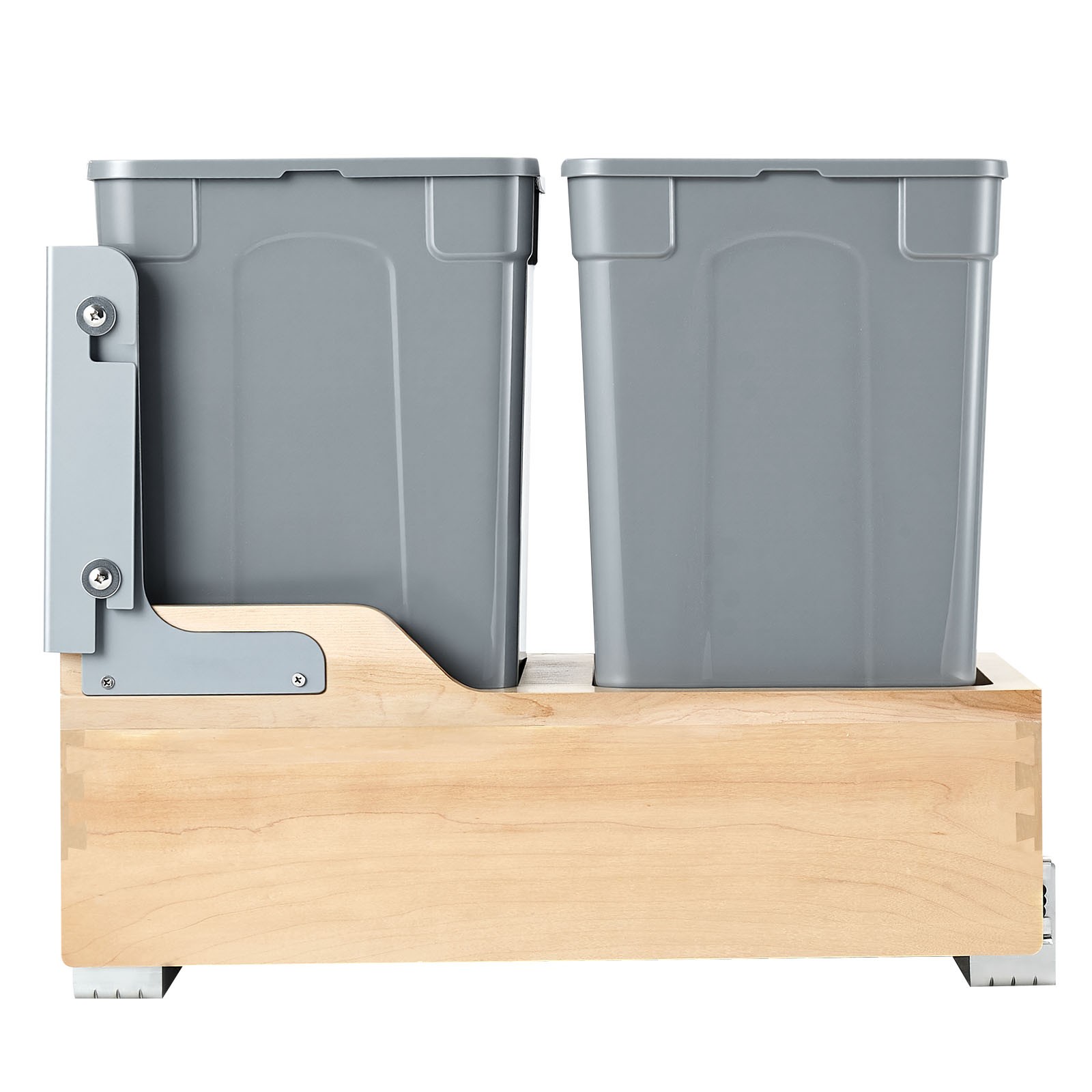 Double 35QTx2 Pullout Waste Container Under Cabinet Kitchen Bin Trash Can