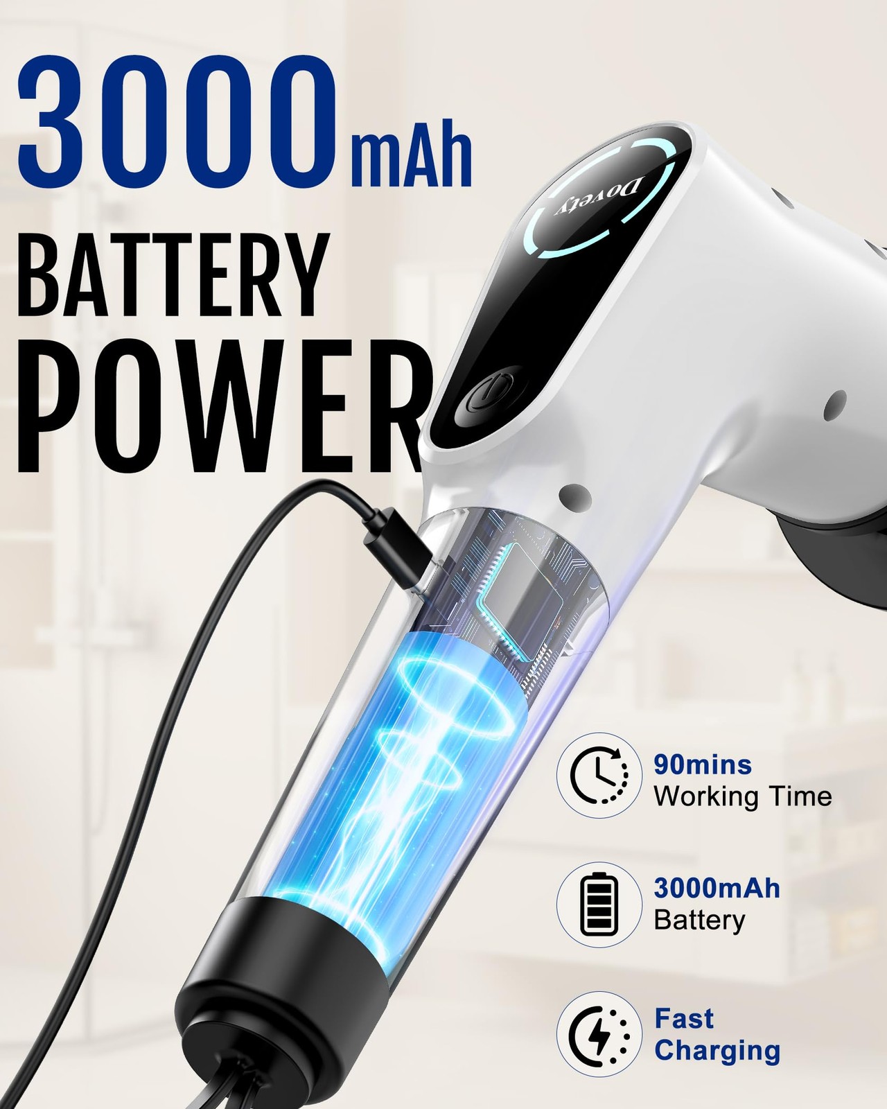 Dovety Electric Spin Scrubber, Extendable Handle, 8 Brush HeadsWH