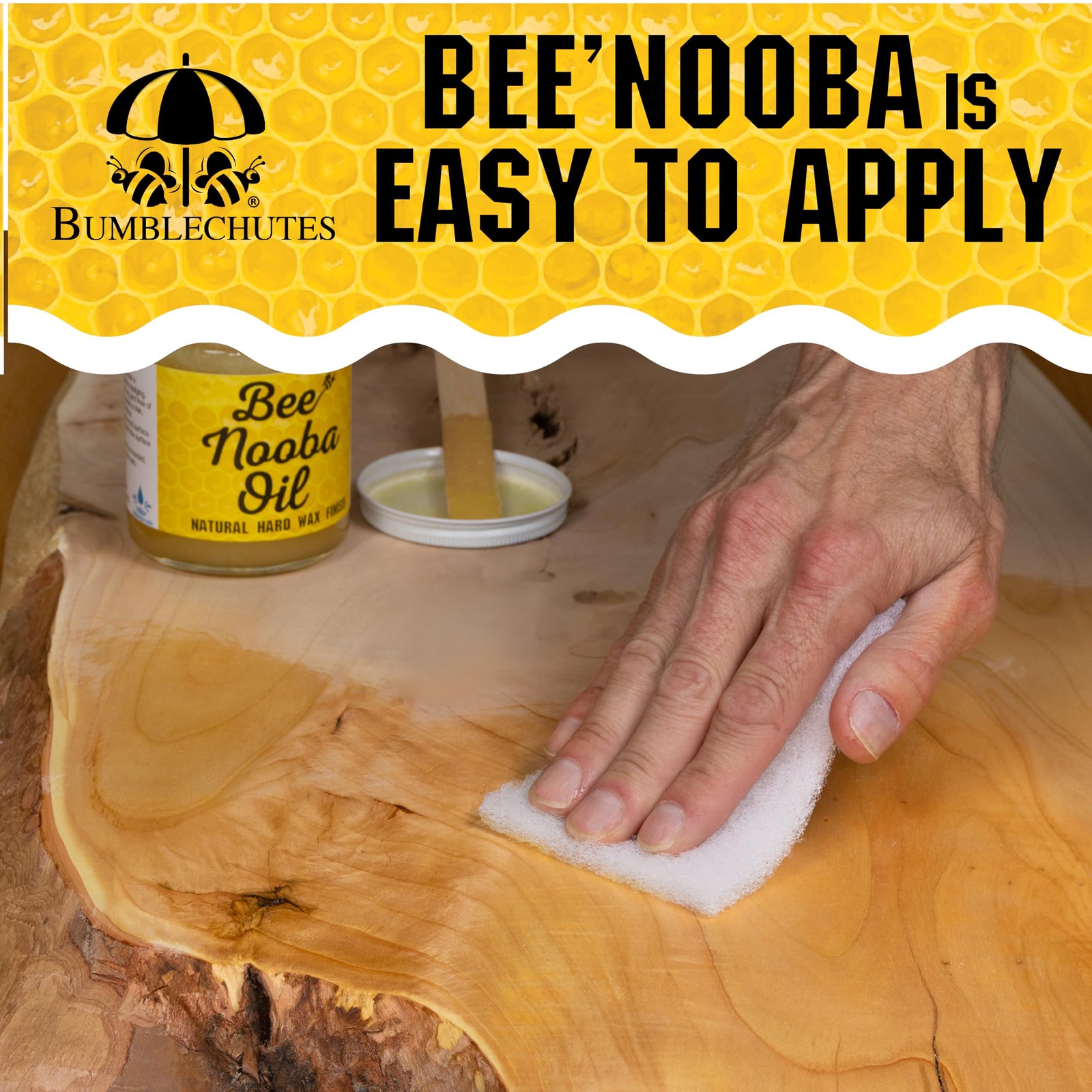 Bumblechutes Bee’Nooba Wood Oil Finish Natural Topcoat Beeswax for Wood, Hydr…