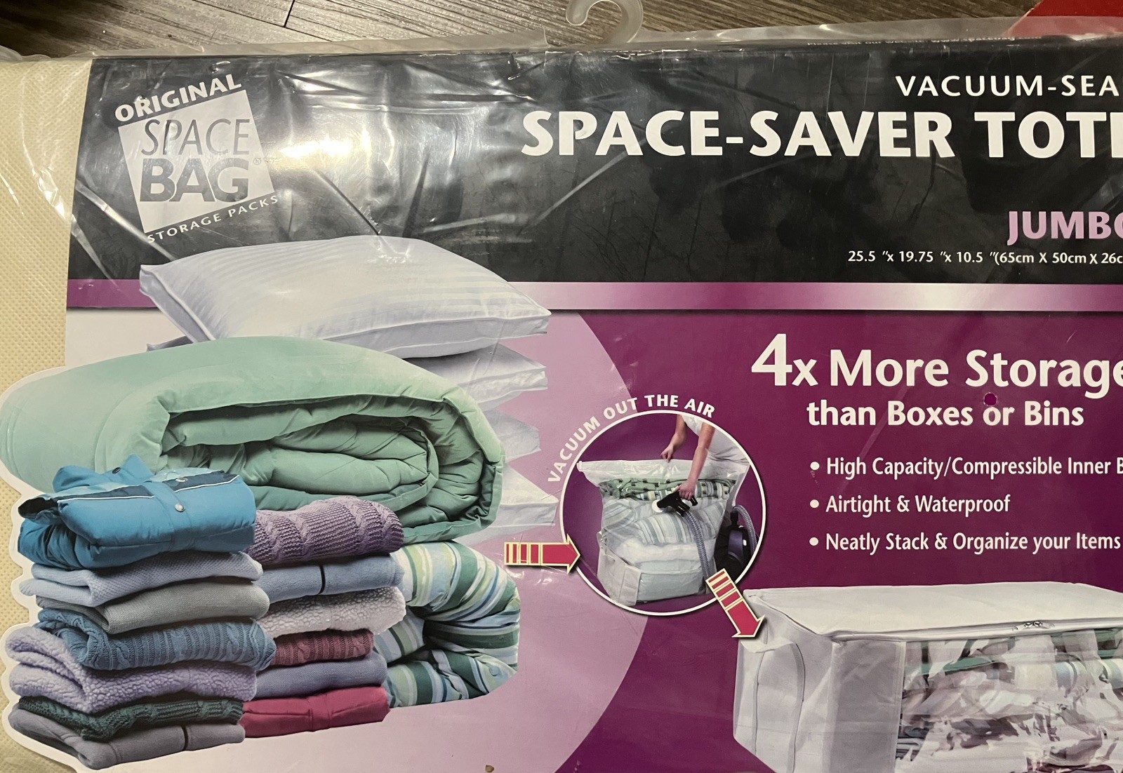 Original Space Saver Tote Vacuum-Seal Jumbo Size: 25.5″ x 19.75″ x 10.5” New
