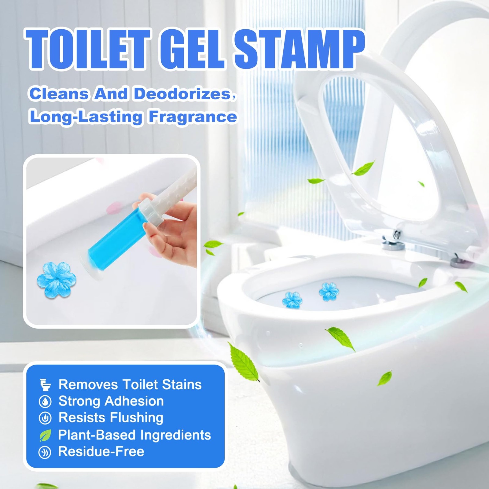 Toilet Gel Stamps, 6 Pack 84 Count Flower Shaped Toilet Bowl Cleaner Gel