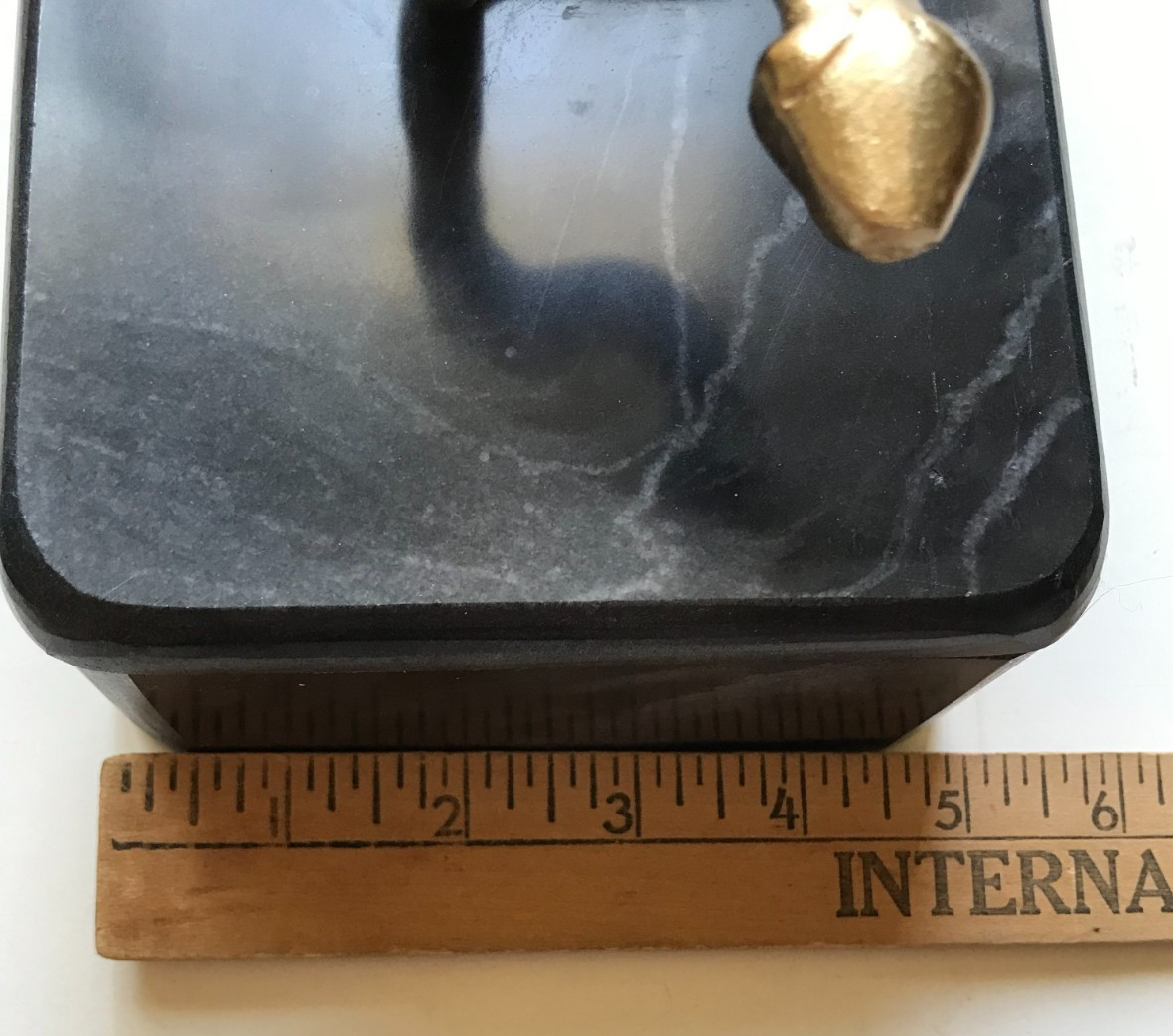 New Black & Gray Marble Box, 7 x 5 x -4-1/2″, “Gold” Snake on Lid, 5-1/2 lbs