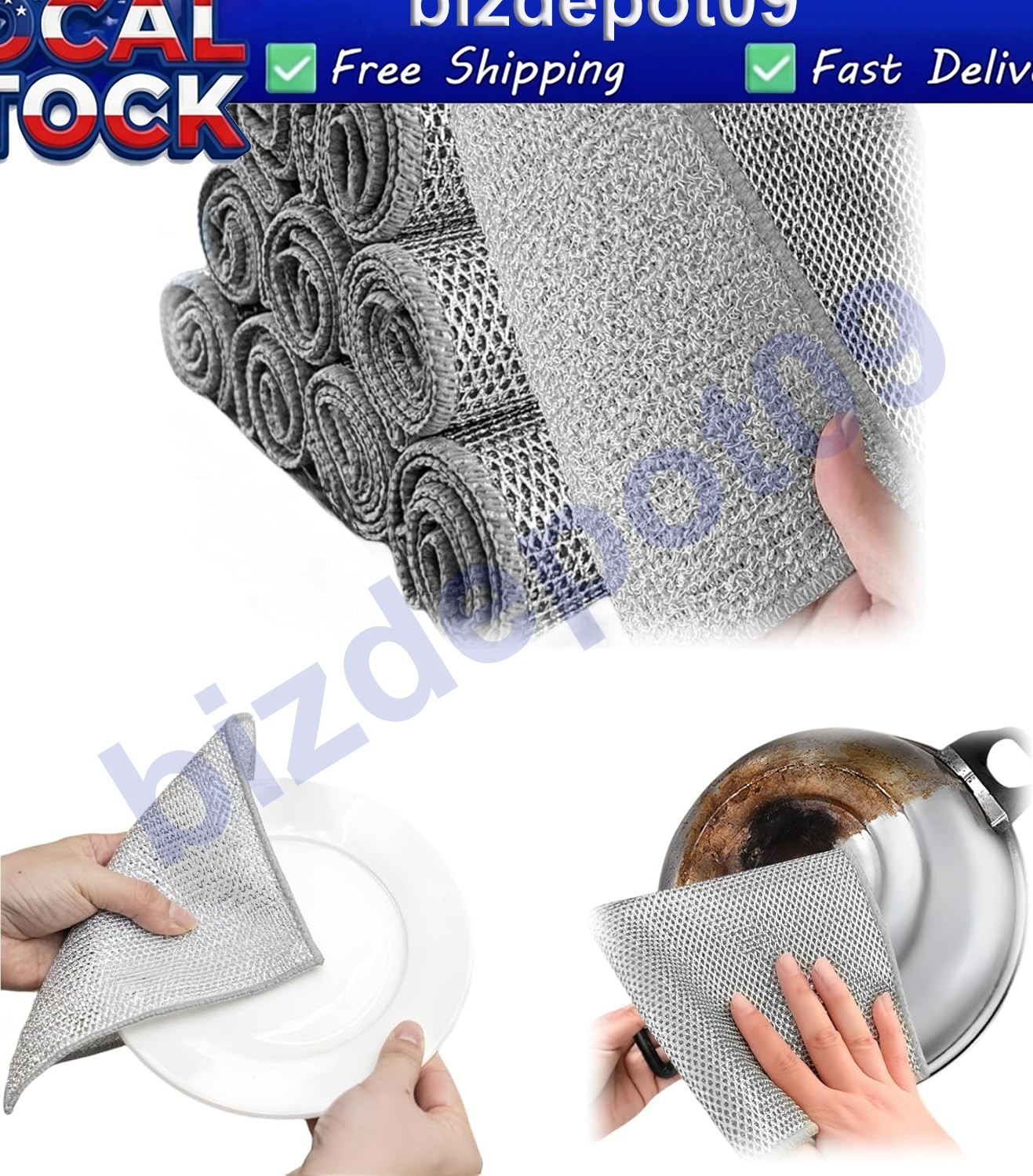 6 Pack Multifunctional Non-Scratch Wire Dish Cloth Mesh Knit Cleaning Cloth US