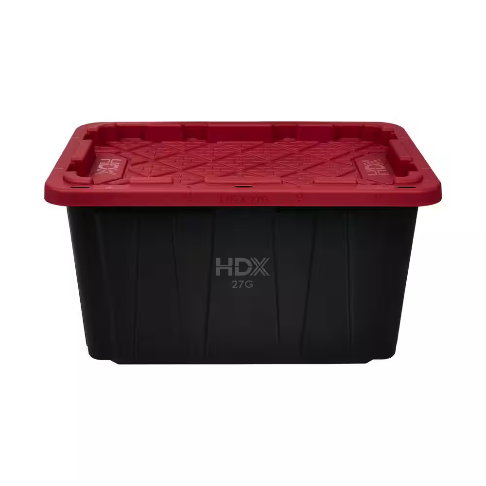 27 Gal. Tough Storage Tote in Black and Red