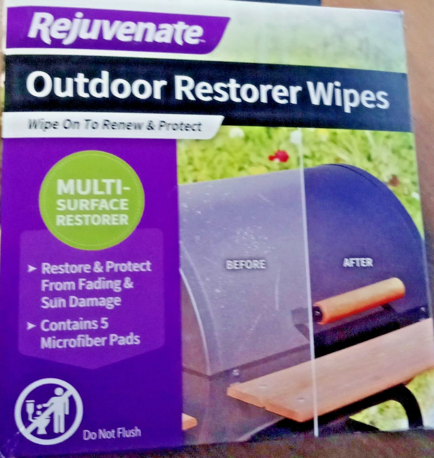 Rejuvenate Outdoor Restorer Wipe Wipes 4×4″ 5 Count Box RARE (IN HAND) NEW