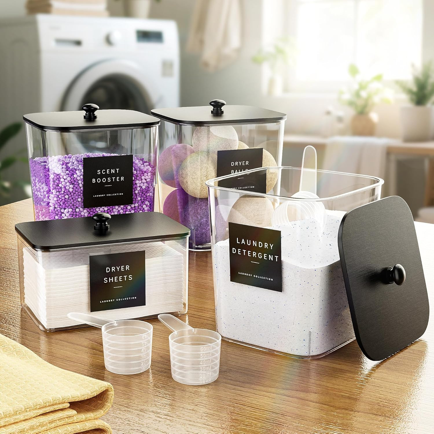 4 Pack Laundry Pods Container, Clear Laundry Room Organization Containers Essent