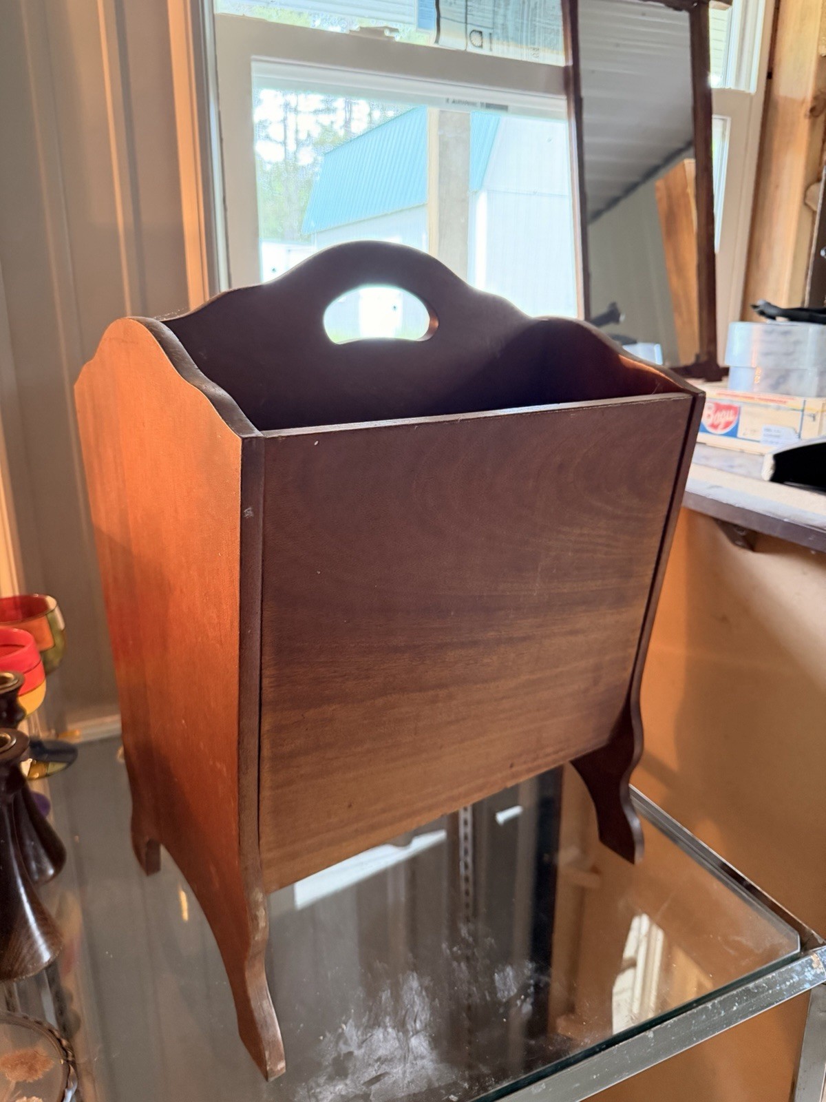 Vintage Solid Wood Large Sturdy Magazine Rack