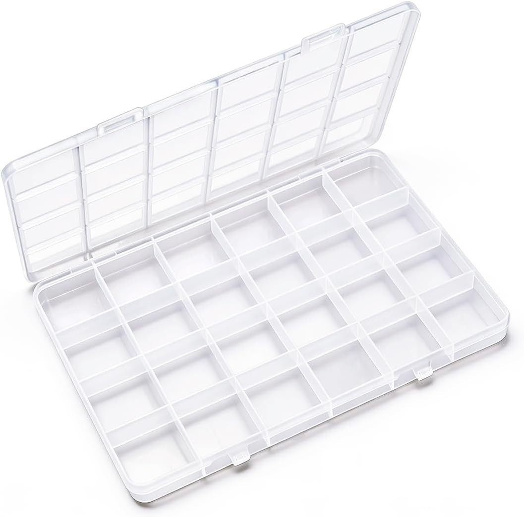 Versatile 24 Grids Plastic Craft Organizer with Lift-off Lid for Easy Access