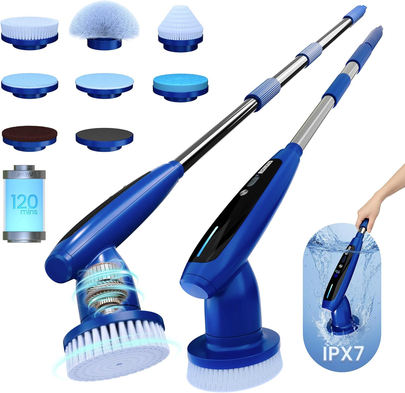 Electric Spin Scrubber 8 Attachments Waterproof Cordless Power Cleaner 120 Min