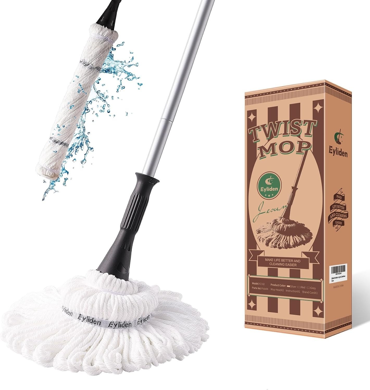 Twist Mop with 2 Reusable Microfiber Heads – Clean Floors Easily & Efficiently