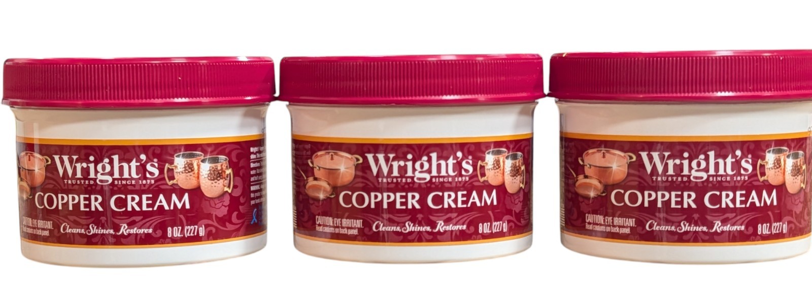 3 – Wright’s Copper Cream – Cleans, Shines, Restores – 8 Oz. Each
