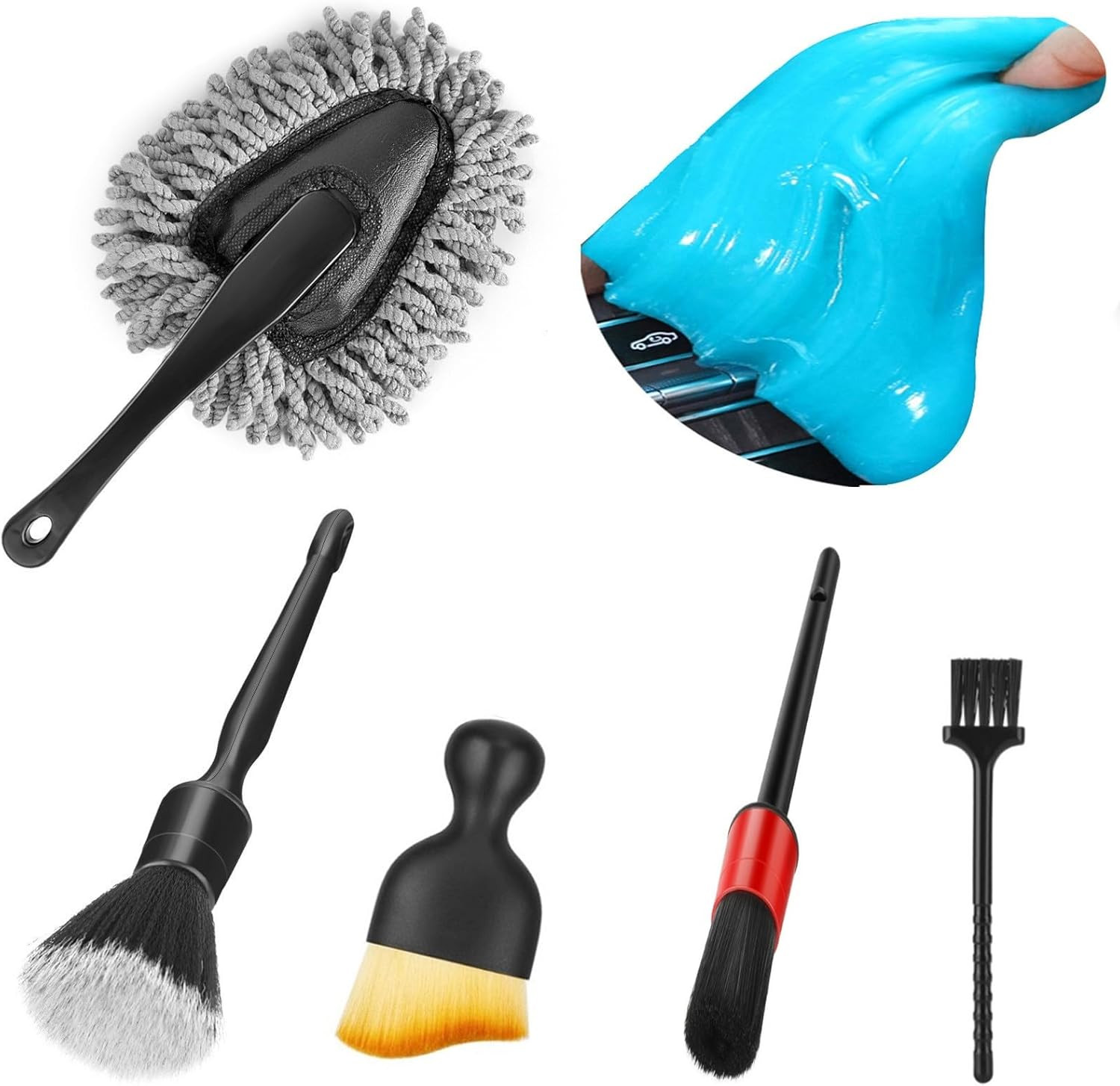 Car Detailing Brush Kit Interior Cleaning Gel Dash Vent Dusting Tools Auto SUV