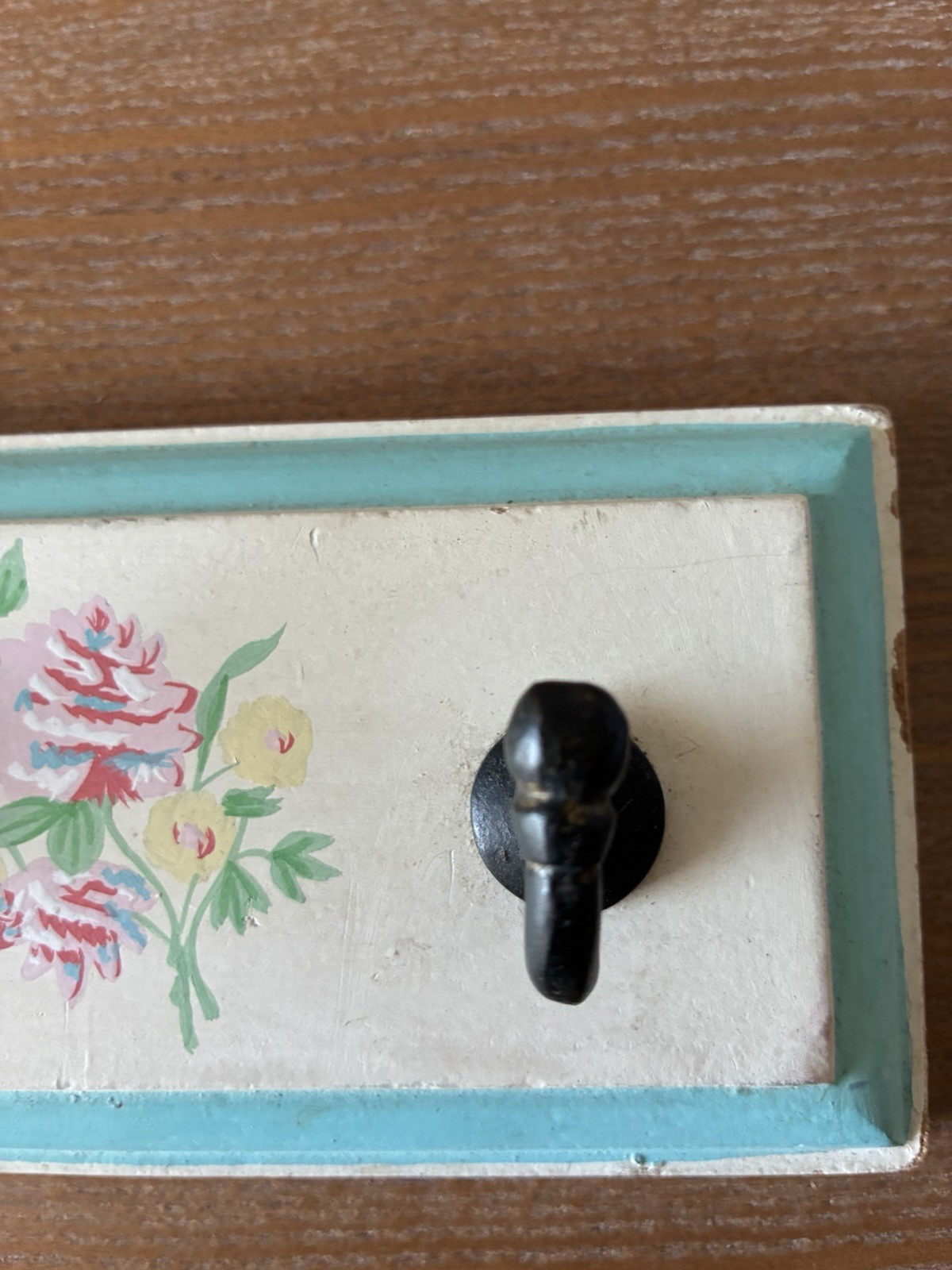 Vintage Interior Accents Shabby Rose 3 Hook Wall Hanger Floral Cottage Chic