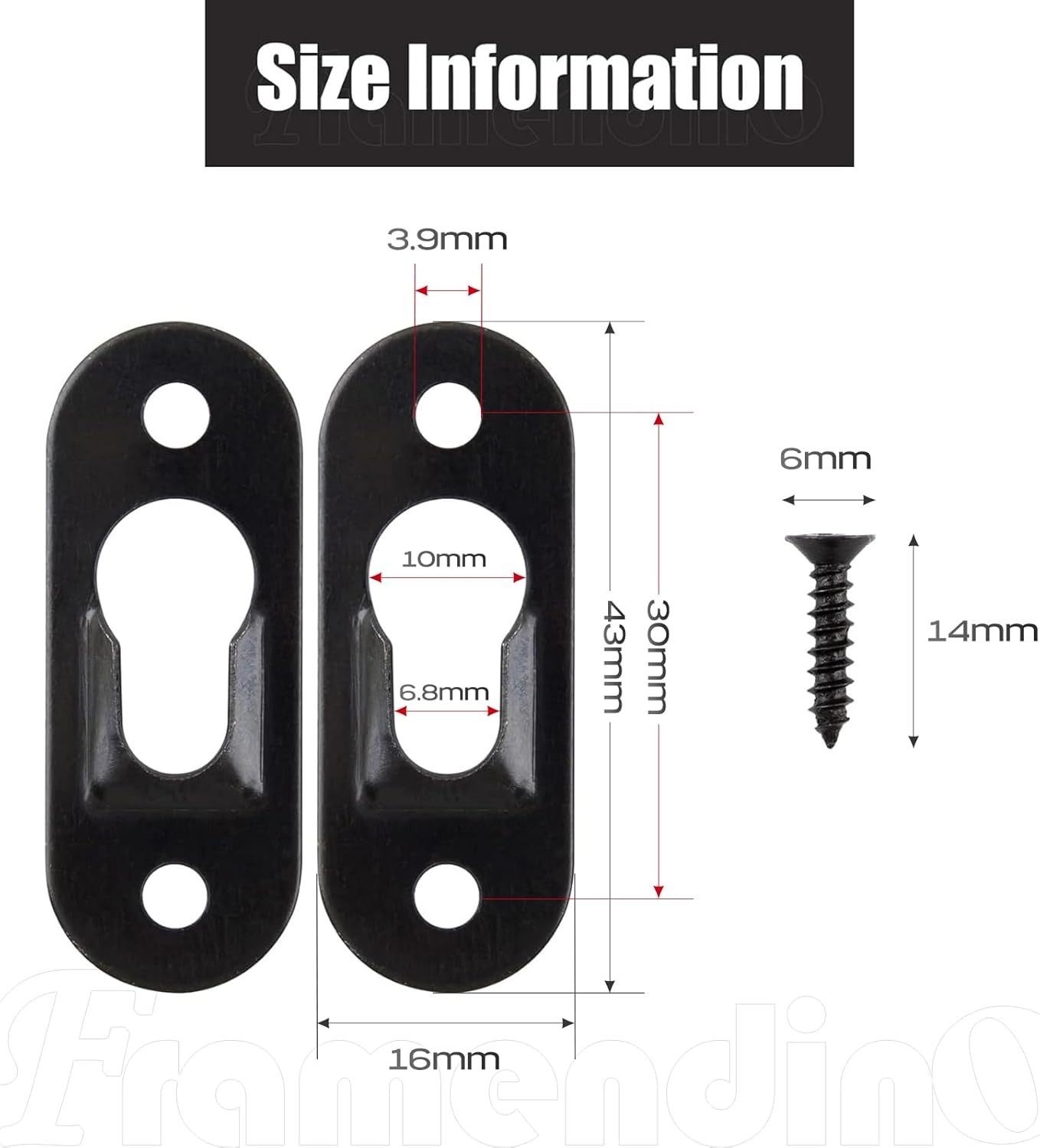 Black Metal Keyhole Hangers 20 Pack Wall Picture Frame Mirrors Screws