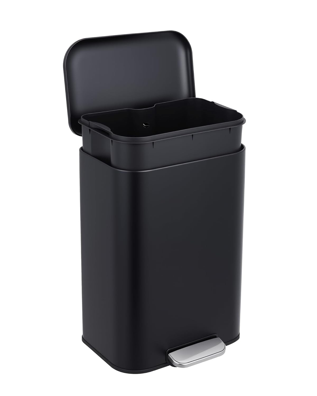 Modern Stainless Steel Trash Bin with Step-On Pedal & Removable Liner,1.2–13 Gal