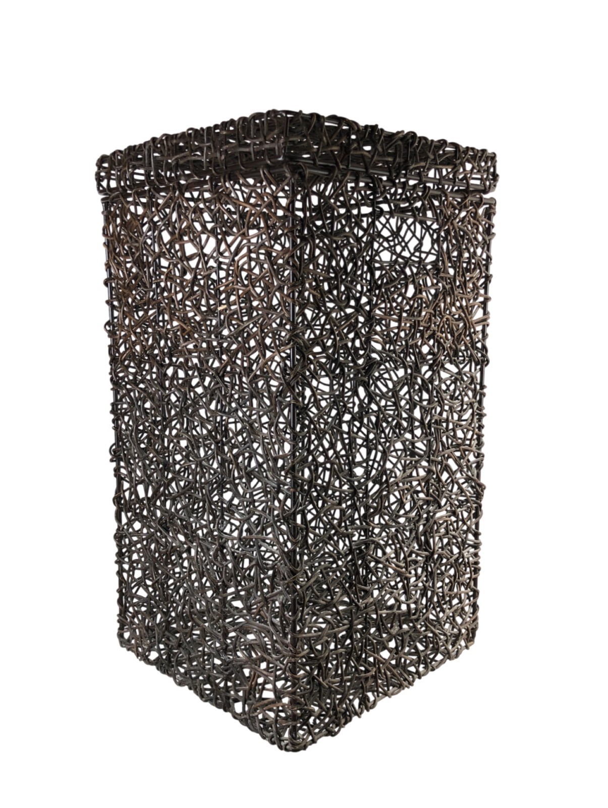 Boho Chic Wire & Wicker Rattan Laundry Hamper 14 x 14 x 24″ w/ Hinged Lid