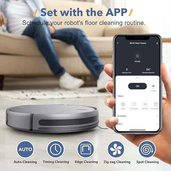 MAMNV Robot Vacuum Mop Combo WiFi/App/Alexa Robotic Vacuum Cleaner – Dark Gray