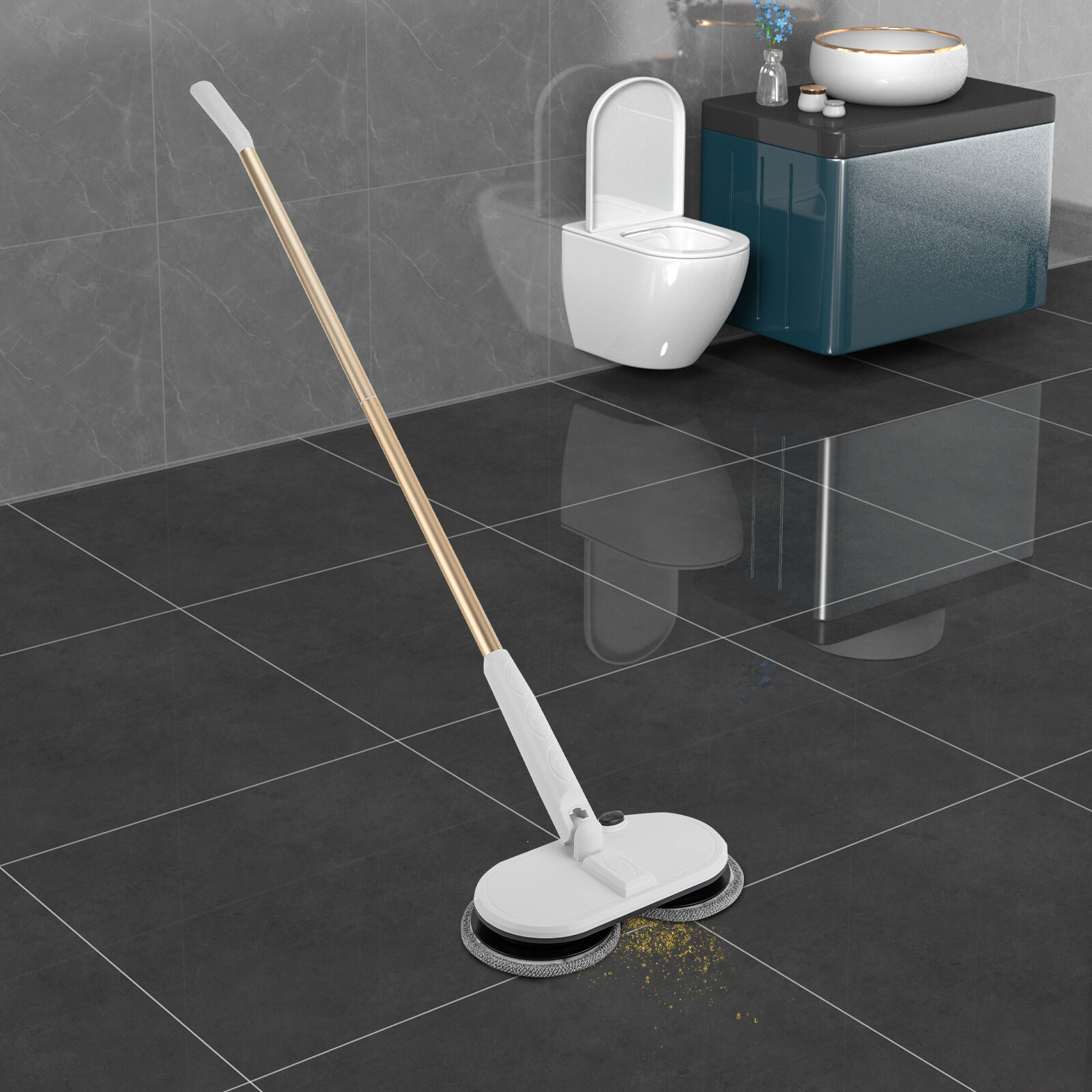 4-Pad Cordless Electric Mop Spin Mops Floor Cleaning Dual Spinning Scrubber