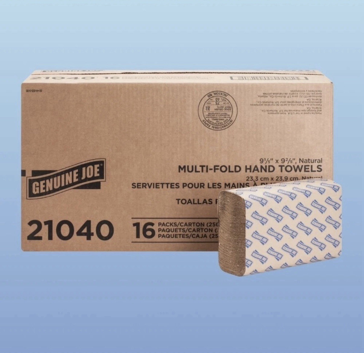 Genuine Joe 21040 Embossed Multi-Fold Paper Towels Brown 2-Ply 4000 ct