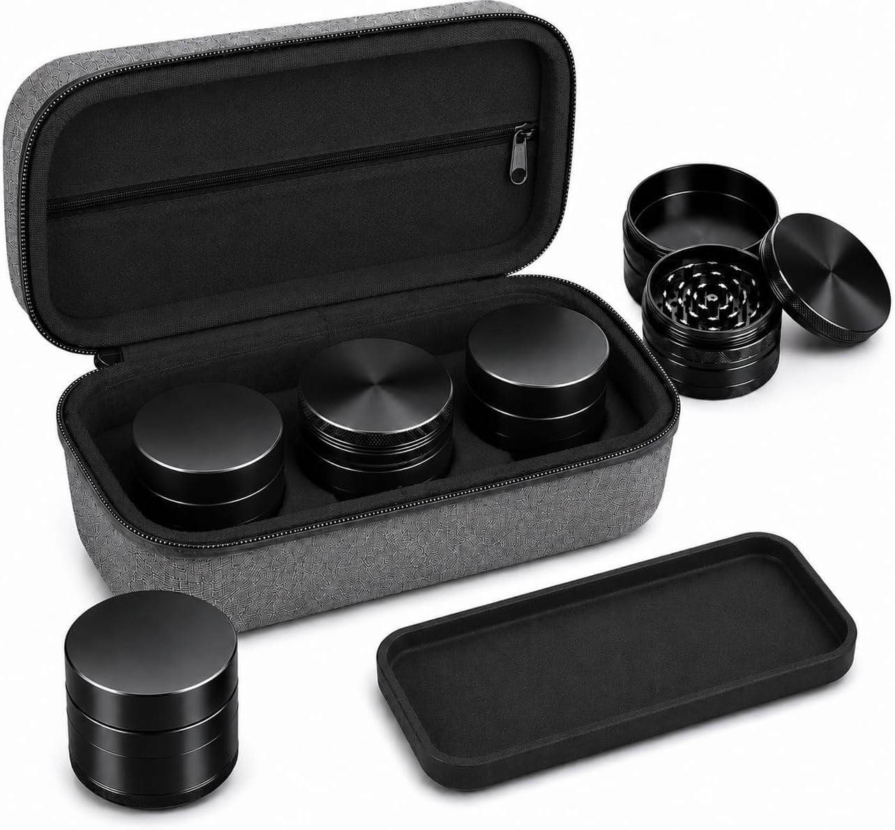 Heavy-Duty Waterproof Stash Box with Glass Jars and Grind Tray for Travel