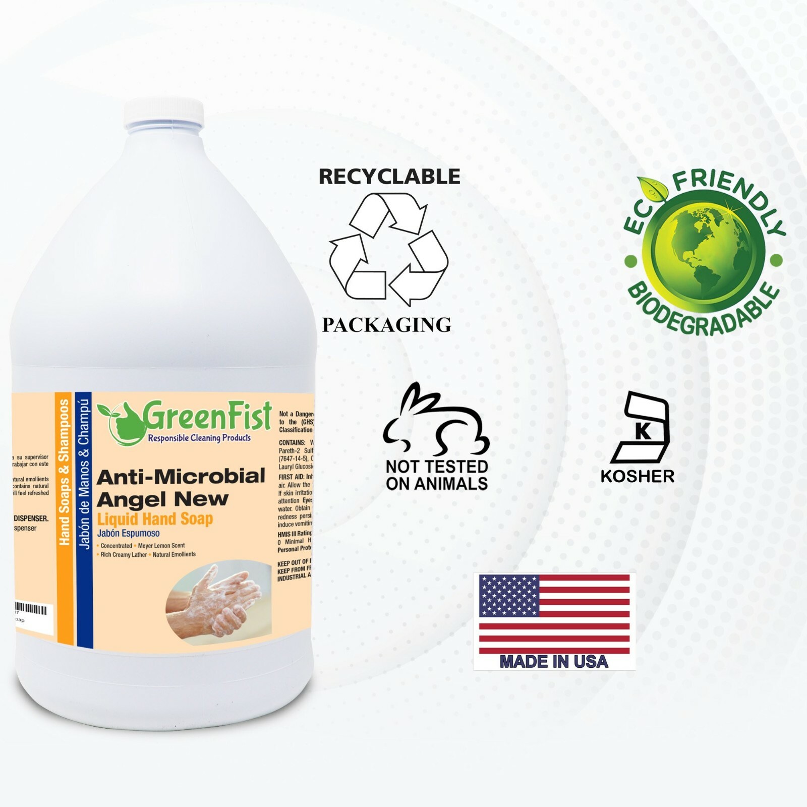 GreenFist Antimicrobial / Bacterial Lotion Liquid Hand Soap ( 2 x 1 Gallon )
