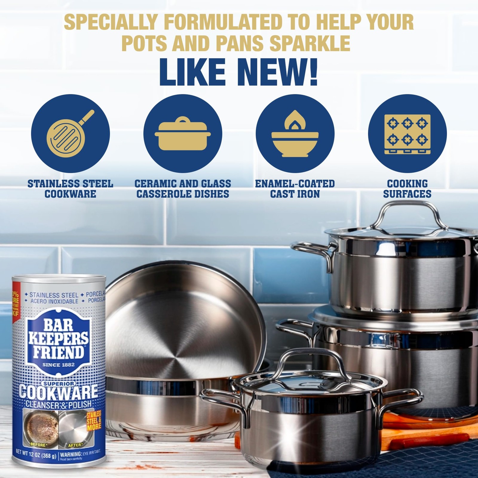 Bar Keepers Friend Cookware Cleanser & Polish (2 x 12 12 Ounce (Pack of 2)