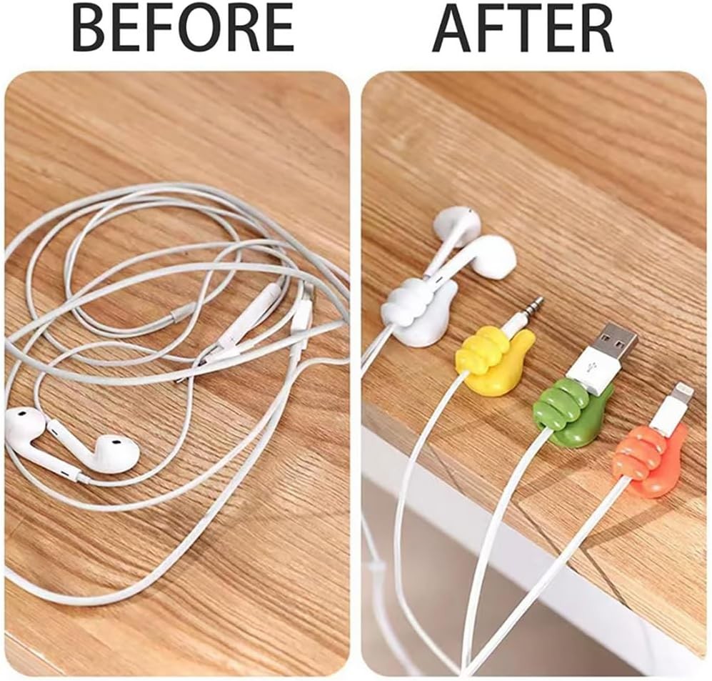 10 Pack Fun Self-Adhesive Silicone Thumb Wall Hooks and Cable Organizers