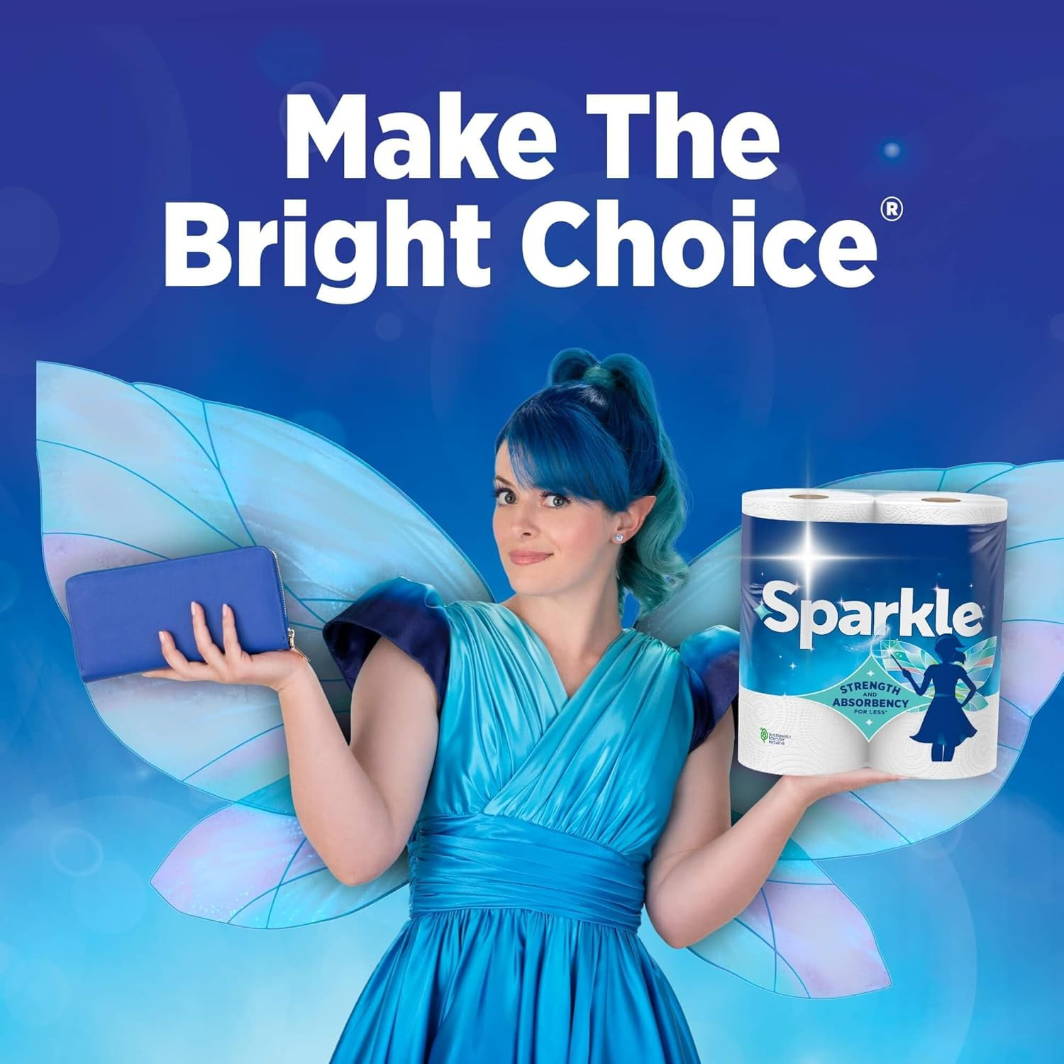 Sparkle Pick-A-Size Paper Towels Spirited Prints 6 Double Rolls = 12 Regular