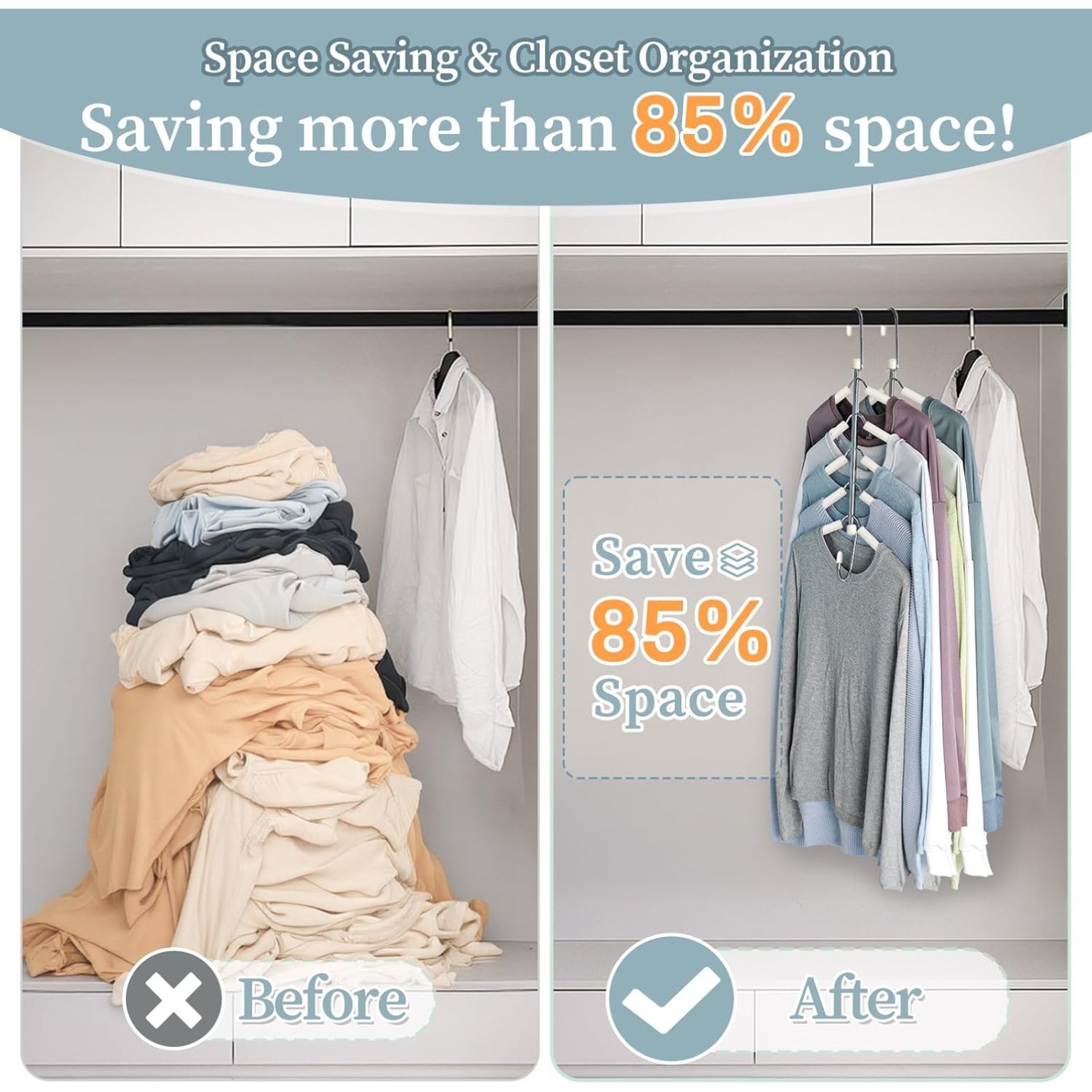 4 Pack Clothes Hangers Space Saving Shirt Organizer,Non Slip Multi Shirt Hangers