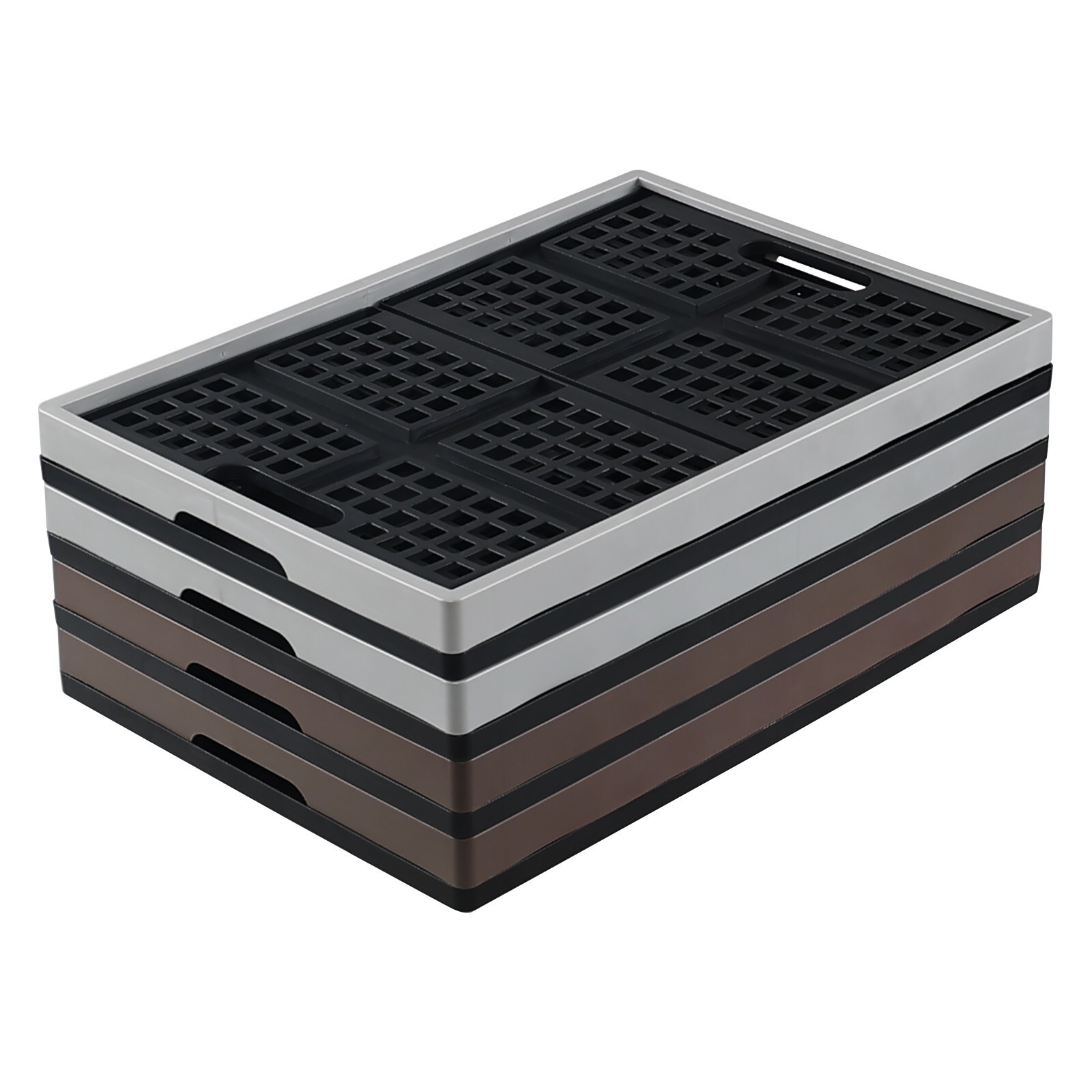 Idotry 42L Plastic Stackable Storage Milk Crate with Handles Heavy Duty (4 Pack)