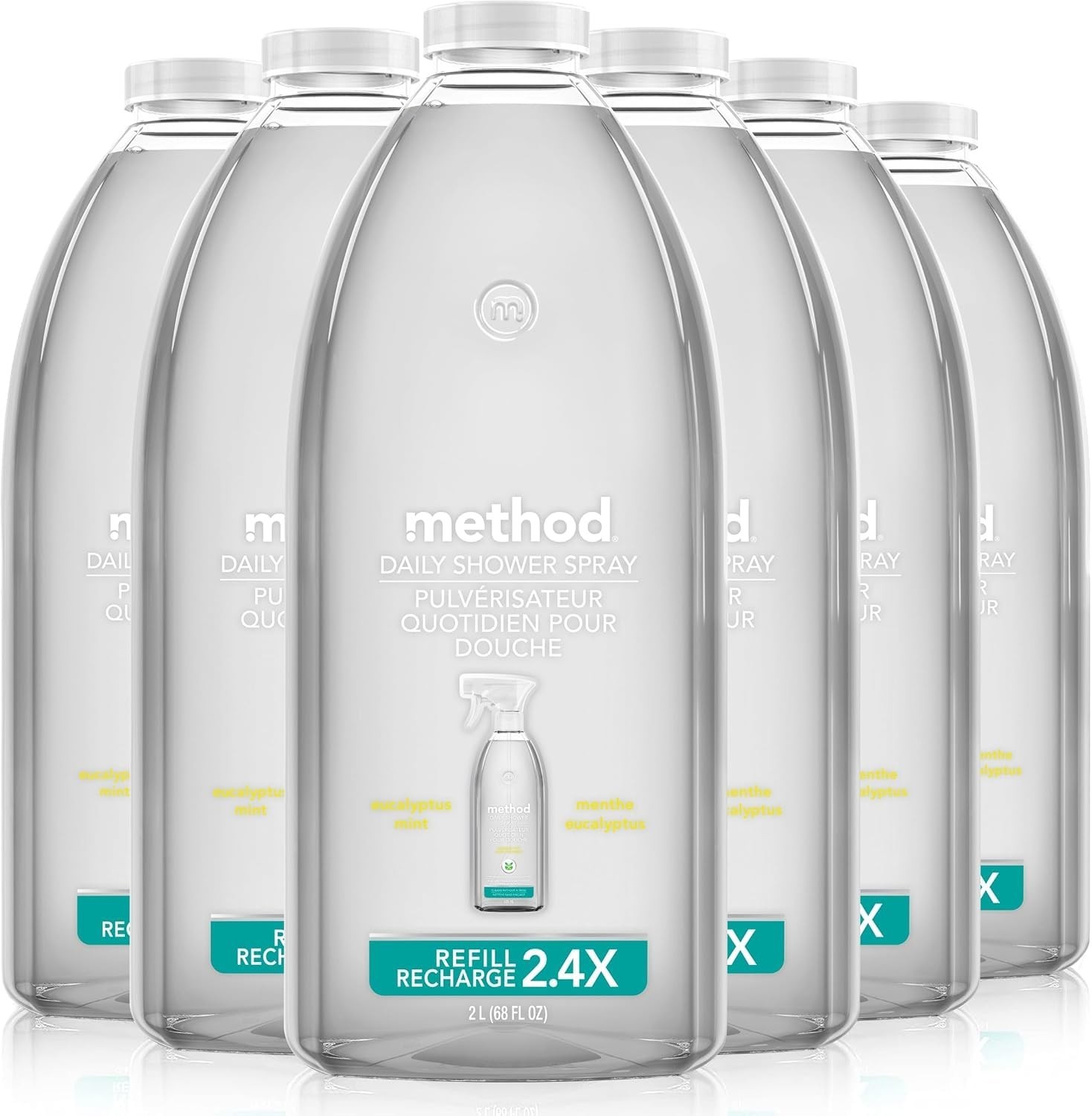 Eucalyptus Mint Daily Shower Spray Cleaner Refill, 68 fl oz, 6 Pack – Soap Scum