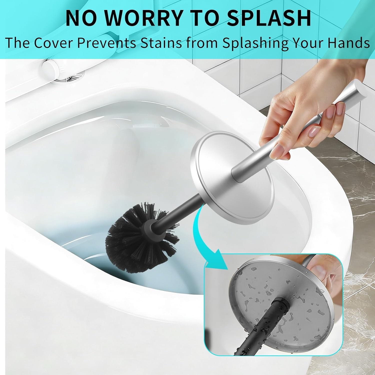 Stainless Steel Toilet Brush and Holder Set,Toilet Bowl Brush and Holder