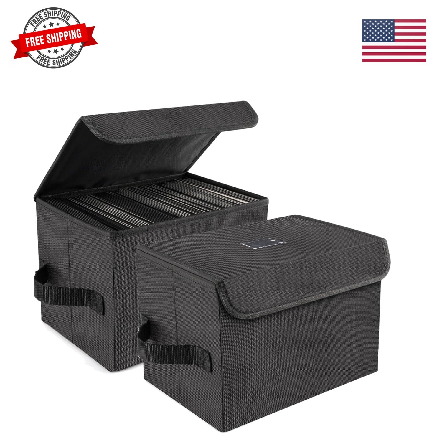 7-Inch Vinyl Storage Box, Set of 2 Stackable Case with Lid | Durable Nylon, H…