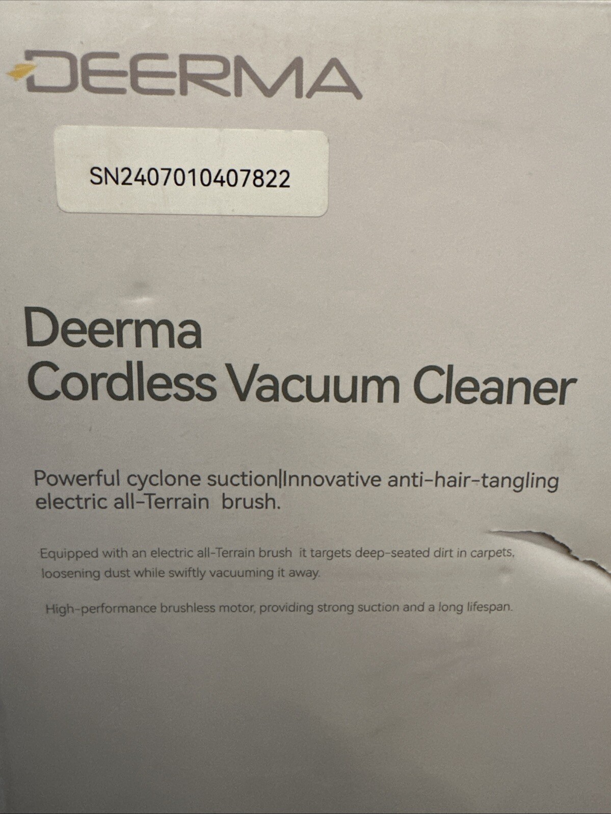Deerma Cordless Stick Vacuum Cleaner, 240W Vacuum Cleaners, Anti-Tangle DEM T30