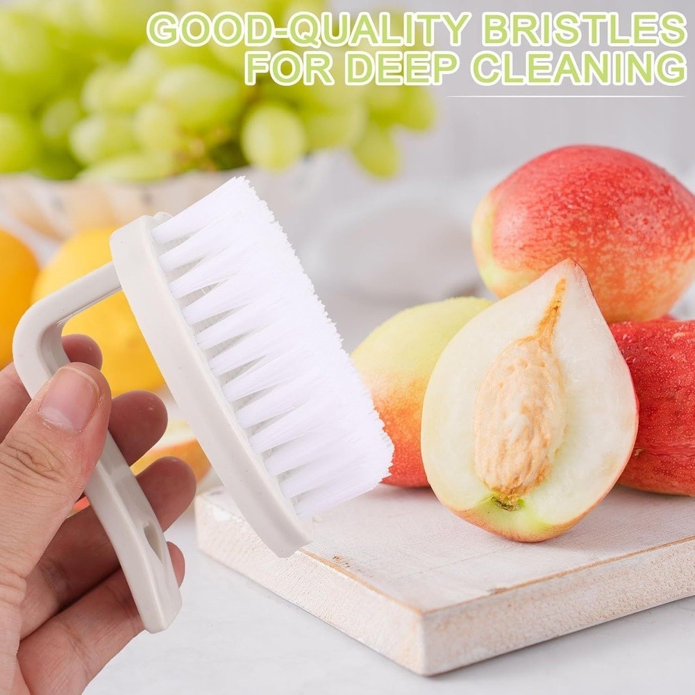 PP Fruit Vegetable Brush Set 3 pcs Hard Bristles Compact 8 cm x 7 cm x 6.5 cm