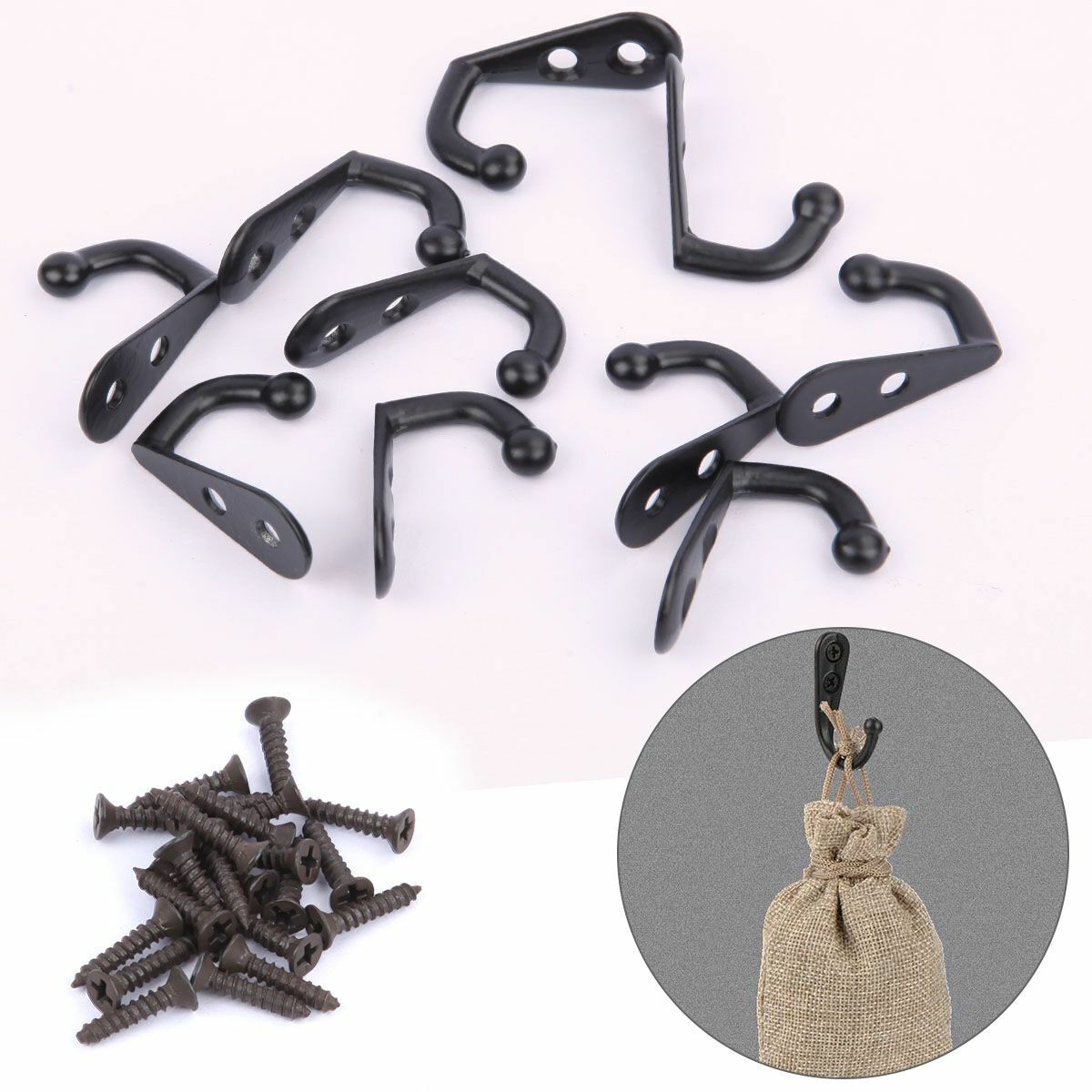 20 Pack Wall Mounted Hook Single Robe Coat Holder Key Hanger w/40 Pieces Screws