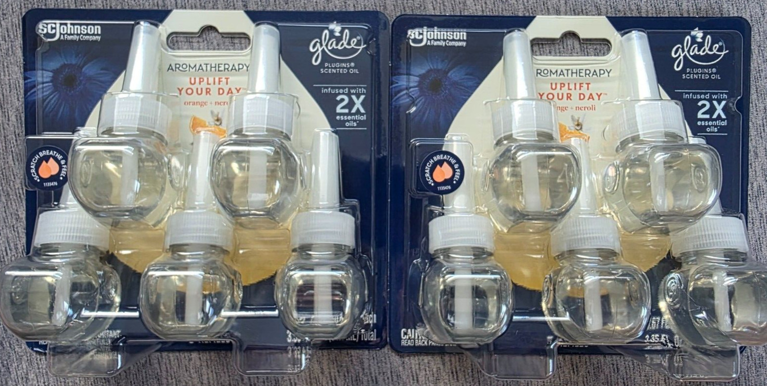 24 Glade Aromatherapy Oil Refills, Uplift Your Day ( Orange + Neroli ) Limited