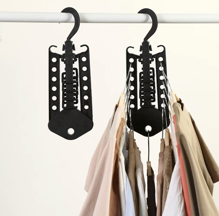 Telescopic Clothes Hanger Space Saving Folding Hook Rack Wardrobe Organizer