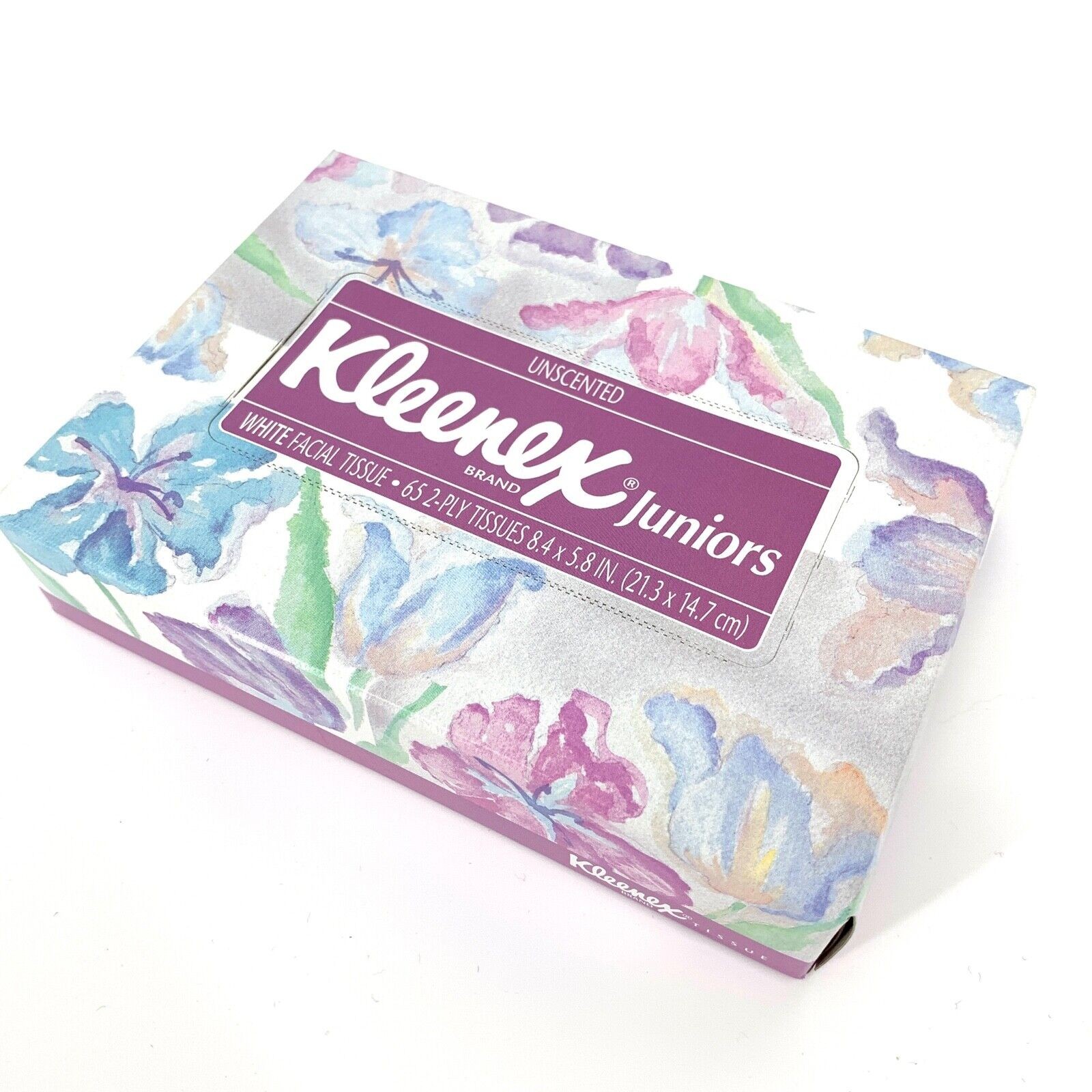 VTG NOS Kleenex Tissue Box Little Travelers Purple Floral One Box