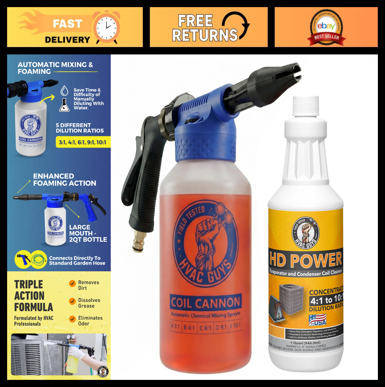 High-Power AC Coil Cleaner & Cannon Bundle – Efficient HVAC Cleaning Tool