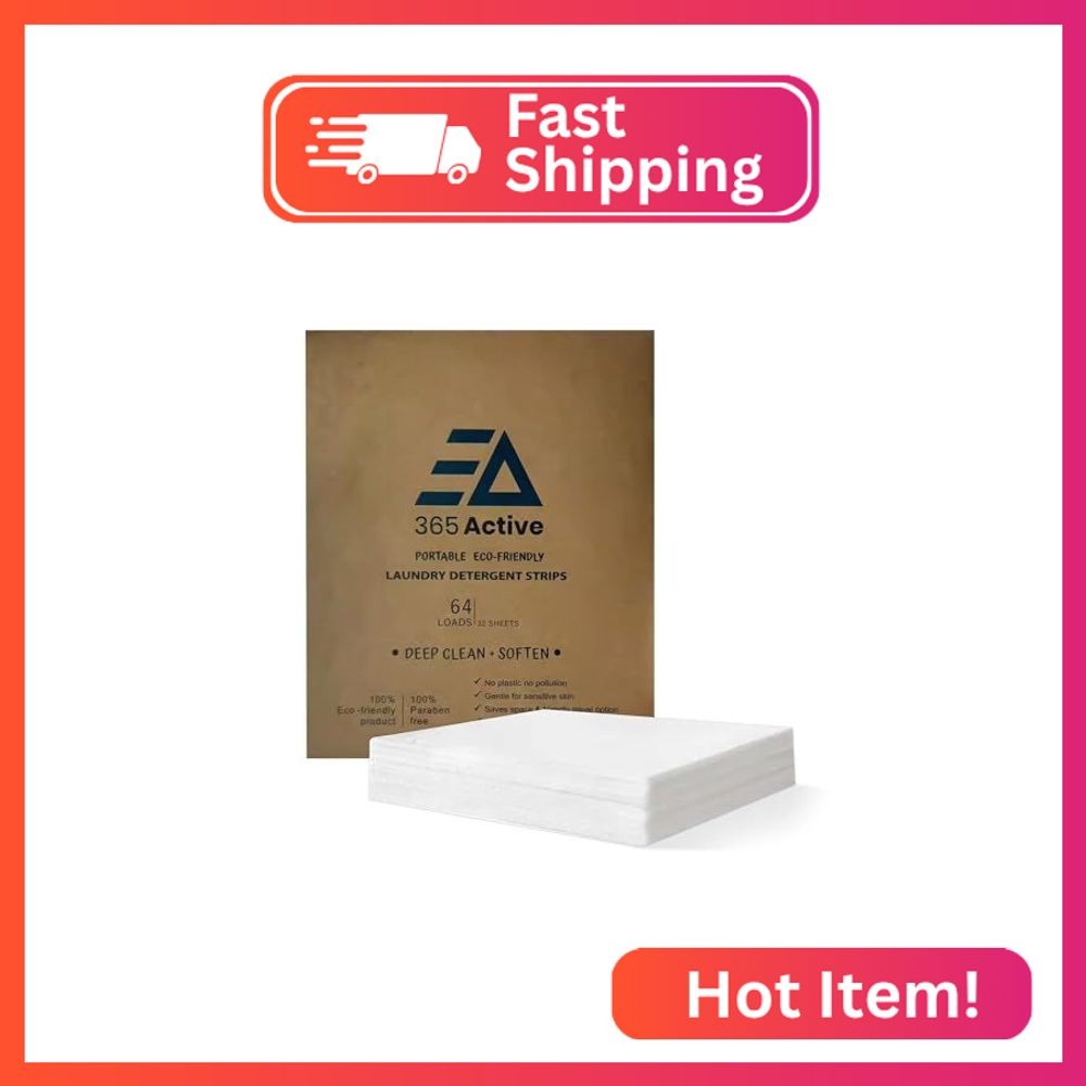 365 Active Eco-Friendly Portable Laundry Detergent Sheets – 3-in-1 Travel Laundr
